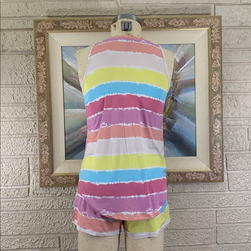 Jaclyn Intimates Pastel Stripe Tank & Short Sleep Set - Picture 5 of 12